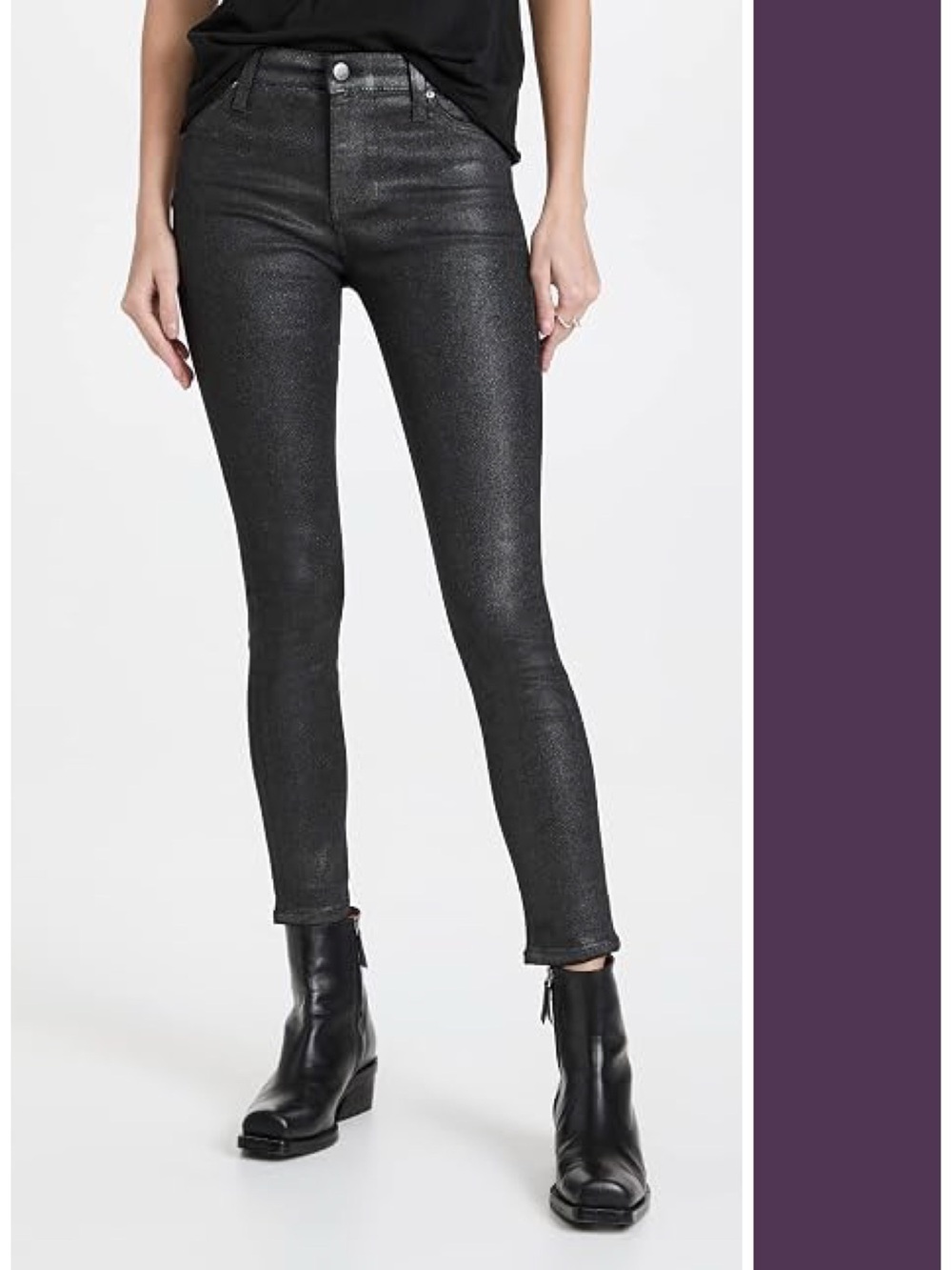 AG Adriano Goldschmied Farrah Skinny Ankle Stardust Glitter Jeans Size 29 NWOT